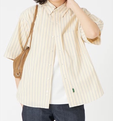 L.L.BEAN(エルエルビーン)ベージュのストライプ柄シャツ