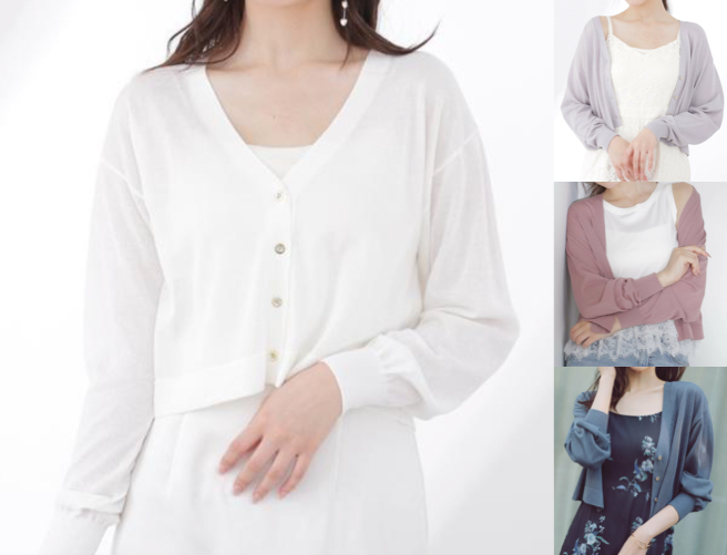 PROPORTION BODY DRESSING（プロポーションボディドレッシング）ホワイトのシアーカーディガン