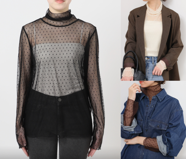 JOURNAL STANDARD relumeブラックのチュールカットソー