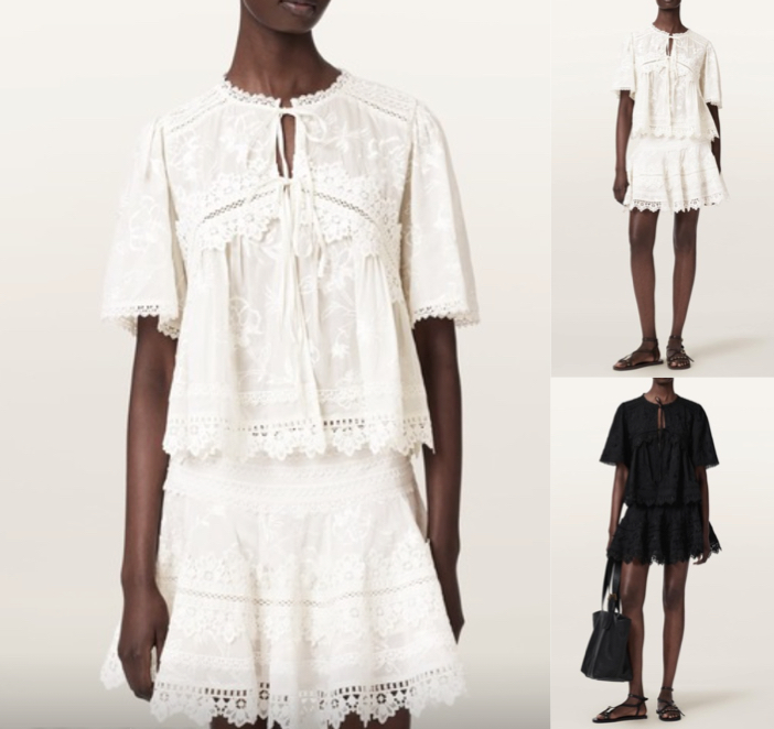 allsaintsホワイトのレースブラウス