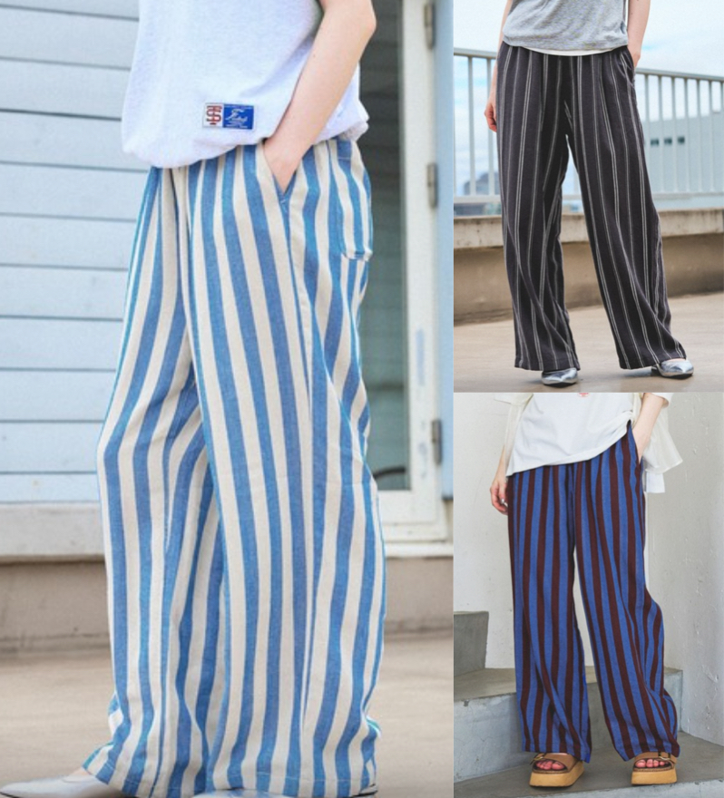 ブルーのストライプパンツ