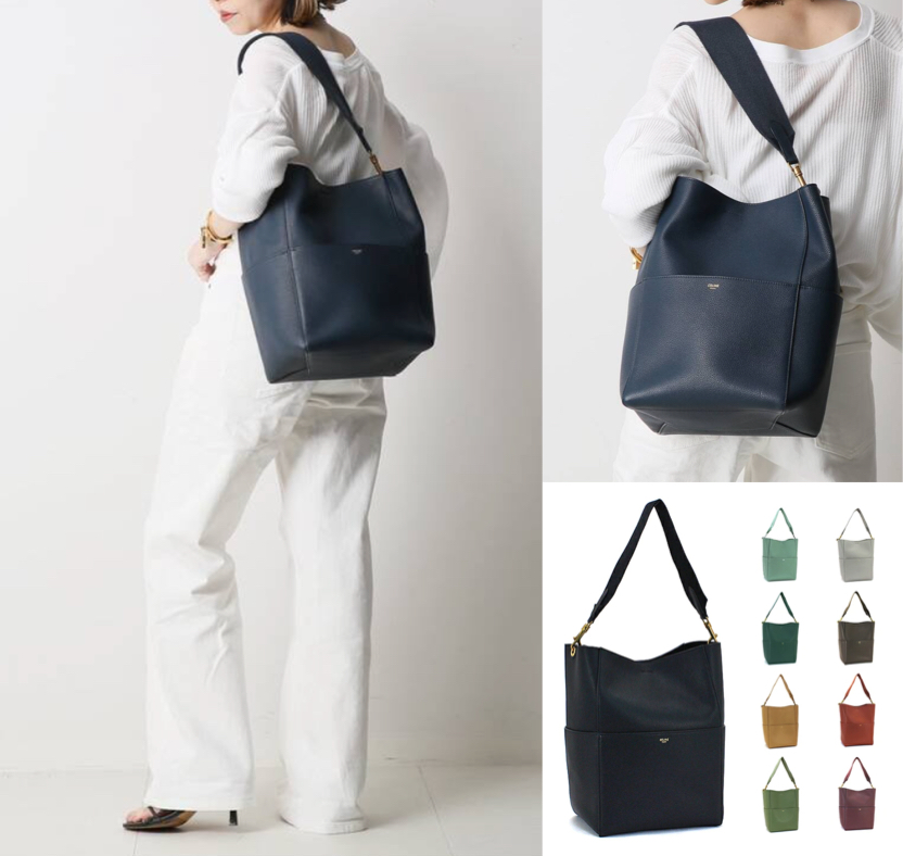 CELINEネイビーのトートバッグ