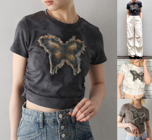バタフライ半袖ちびTシャツ