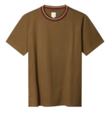 Paul Smith（ポールスミス）ブラウンのマルチカラーラインネックTシャツ