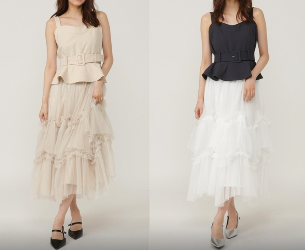 AND COUTUREホワイトのフリルスカート