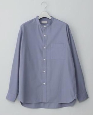 SUIT SQUARE（スーツスクエア）ブルーのバンドカラーシャツ