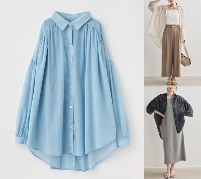 Stola.（ストラ）ブルーのシャーリングシャツ