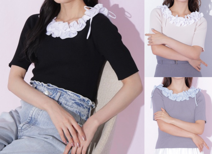 JILL by JILL STUART(ジルバイジルスチュアート)ブラックのフリルリブニット