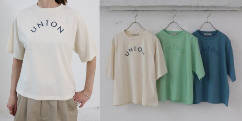 doux bleu（ドゥーブルー）ホワイトのロゴTシャツ