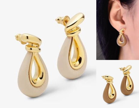 ベージュ✕ゴールドのピアス