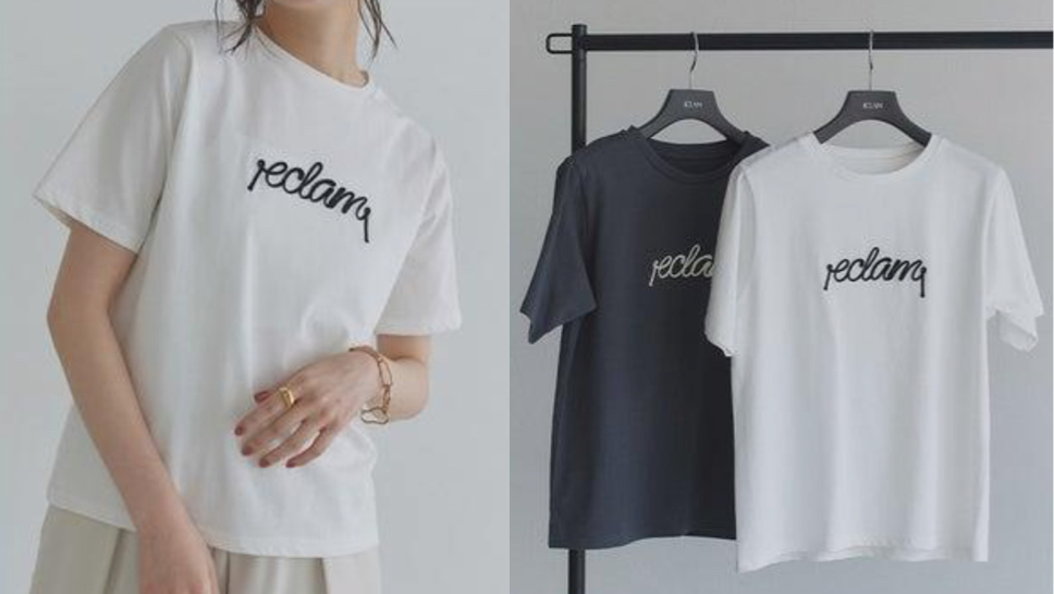 ECLAM(クラム)ホワイトのコード刺繍ロゴTシャツ