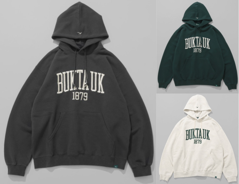 Bukta（バクタ）チャコールグレーのロゴパーカー