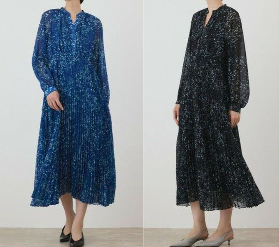 GRACE CONTINENTAL（グレースコンチネンタル）ブルーのミナモドット柄ワンピース