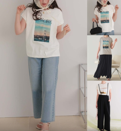 titivate（ティティベイト）ホワイトのプリント柄Tシャツ
