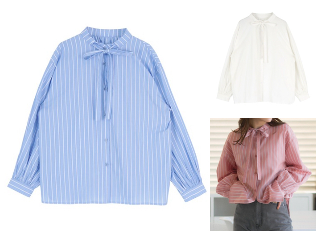 titivate（ティティベイト）ブルーのストライプ柄シャツ