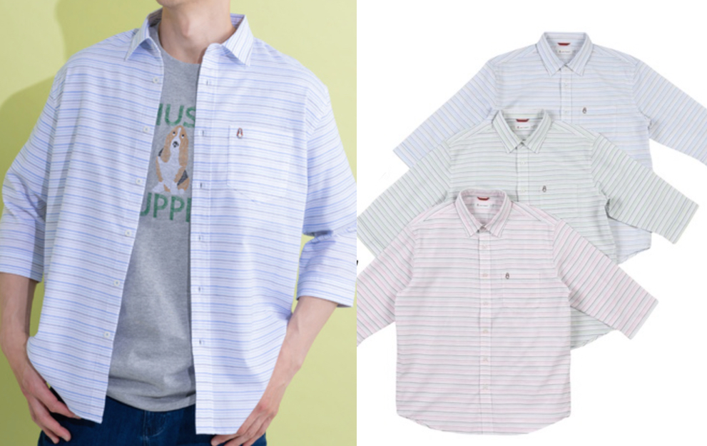 Hush Puppies（ハッシュパピー）ブルーのボーダーシャツ