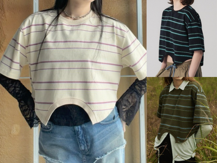 ELCHELE（エルチェレ）アイボリーのボーダーTシャツ