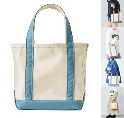 L.L.Beanブルー✕ホワイトのキャンバスバッグ